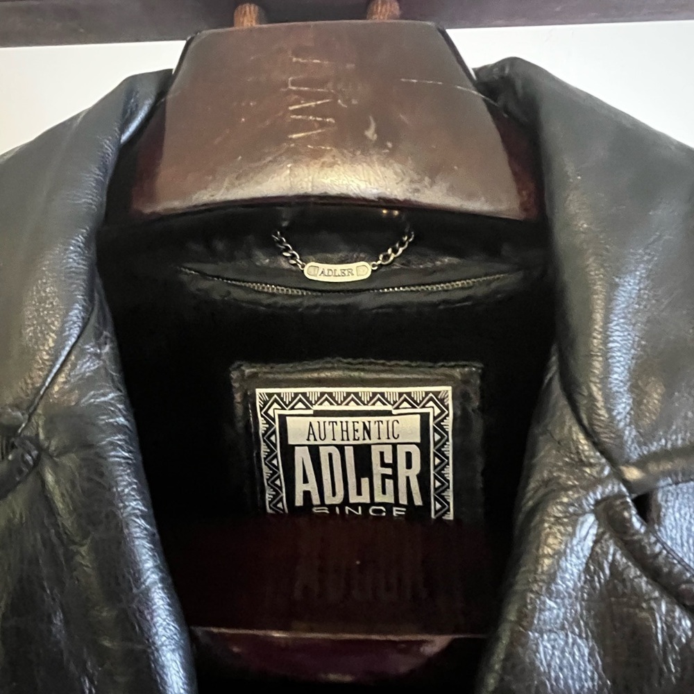 🖤 Authentic Adler Leather Jacket Mens Medium Black Vintage Button Front Coat - Picture 4 of 9